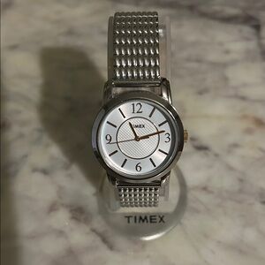 Timex Silver Watch with White Dial with bracelet band